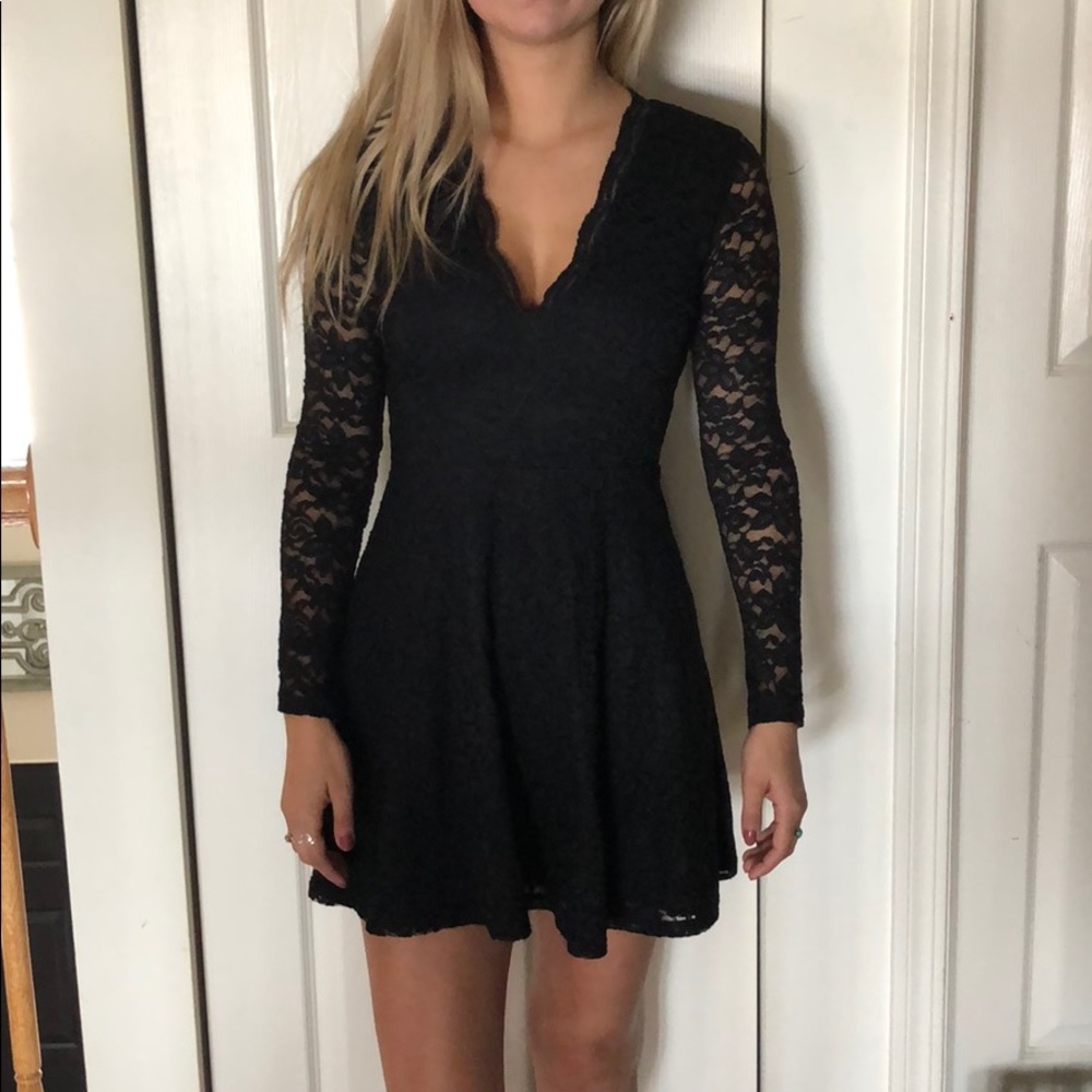 Black lace cocktail dress